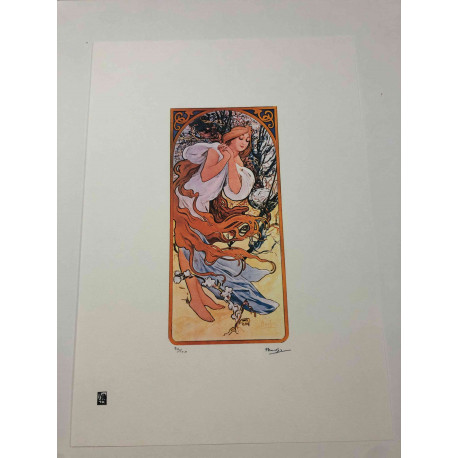 Litografia Alphonse'a Muchy off-setowa o wymiarach 50x70 cm