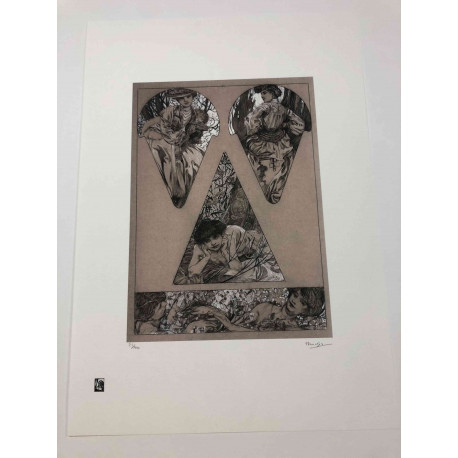 Litografia Alphonse'a Muchy off-setowa o wymiarach 50x70 cm