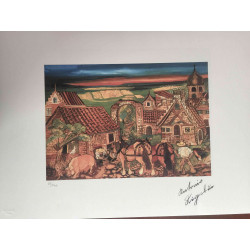 Litografía Antonio Ligabue off set 50x70 cm