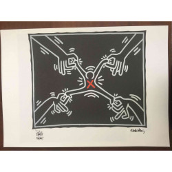 Keith Haring 50x70 cm-ko litografia-sorta ziurtatua