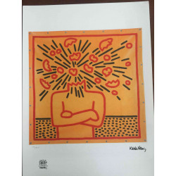 Keith Haring 50x70 cm-ko litografia-sorta ziurtatua