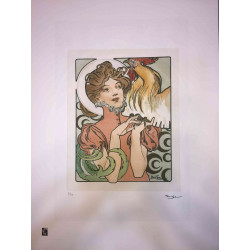 Lithographie von Alphonse Mucha, Offset 50x70 cm