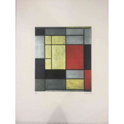 Pieter Cornelis Mondriaan 50x65 cm-ko off-set litografia ziurtagiria