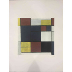 Pieter Cornelis Mondriaan 50x65 cm-ko off-set litografia ziurtagiria