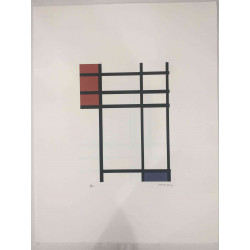 Pieter Cornelis Mondriaan 50x65 cm-ko off-set litografia ziurtagiria