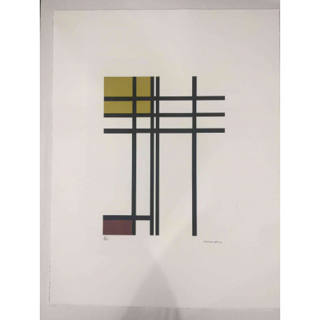 Pieter Cornelis Mondriaan 50x65 cm-ko off-set litografia ziurtagiria