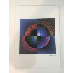 Victor Vasarely Litografia off set 35x50 cm certificat