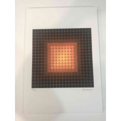 Victor Vasarely Litografia off set 35x50 cm certificat