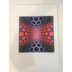 Victor Vasarely Litografia off set 35x50 cm certificat