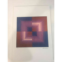 Victor Vasarely Litografia off set 35x50 cm certificat