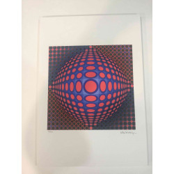 Victor Vasarely Litografia off set 35x50 cm certificat