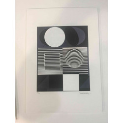 Victor Vasarely Litografia off set 35x50 cm certificat