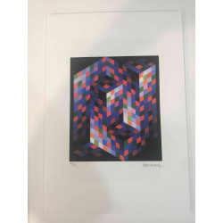 Victor Vasarely Litografia off set 35x50 cm certificat