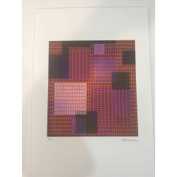 Victor Vasarely Litografia off set 35x50 cm certificat