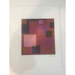 Victor Vasarely Litografia off set 35x50 cm certificat