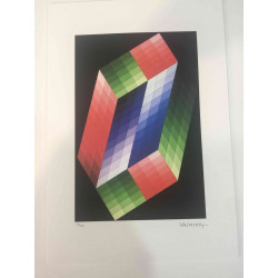 Victor Vasarely Litografia off set 35x50 cm certificat
