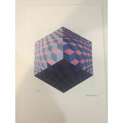 Victor Vasarely Litografia off set 35x50 cm certificat
