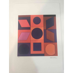 Victor Vasarely Litografia off set 35x50 cm certificat