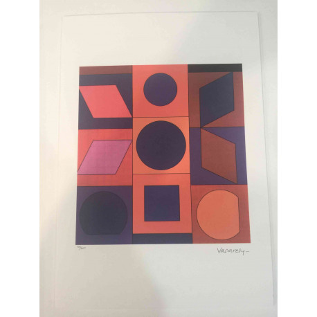 Victor Vasarely Litografia off set 35x50 cm certificat