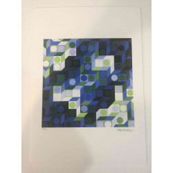 Victor Vasarely Litografia off set 35x50 cm certificat