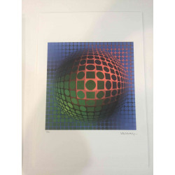 Victor Vasarely Litografia off set 35x50 cm certificat