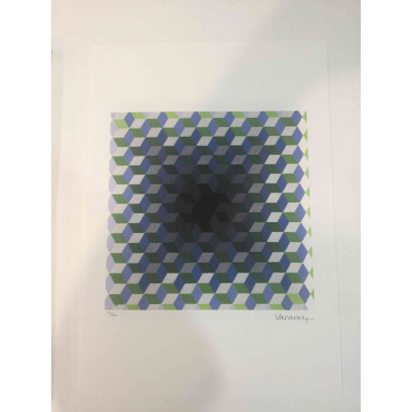 Victor Vasarely Litografia off set 35x50 cm certificat