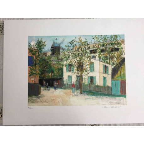 Maurice Utrillo Litografía off set 50x70 cm certificada
