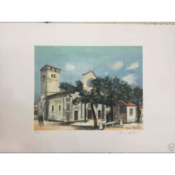 Maurice Utrillo Off set lithograph cm 50x70 certified