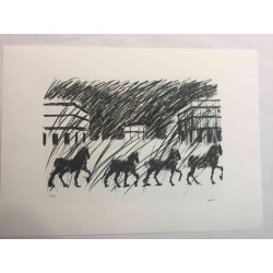 Mario Ceroli Lithografie off set 50x65 cm gecertificeerd