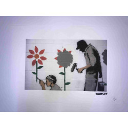 Zestaw offsetowy litografii Banksy'ego o wymiarach 50x35 cm z podpisem, wydanie POW