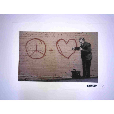 Zestaw offsetowy litografii Banksy'ego o wymiarach 50x35 cm z podpisem, wydanie POW