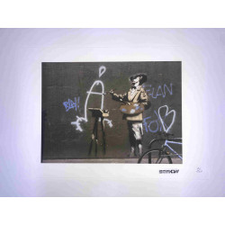 Zestaw offsetowy litografii Banksy'ego o wymiarach 50x35 cm z podpisem, wydanie POW