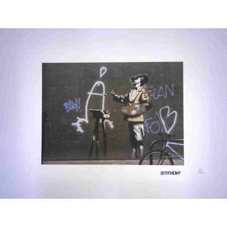 Zestaw offsetowy litografii Banksy'ego o wymiarach 50x35 cm z podpisem, wydanie POW