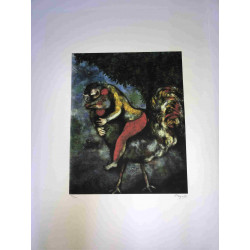 Litografia Marca Chagalla mimo set rozmer 50x70 cm