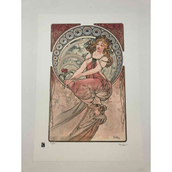 Litografia Alphonse'a Muchy off-setowa o wymiarach 50x70 cm
